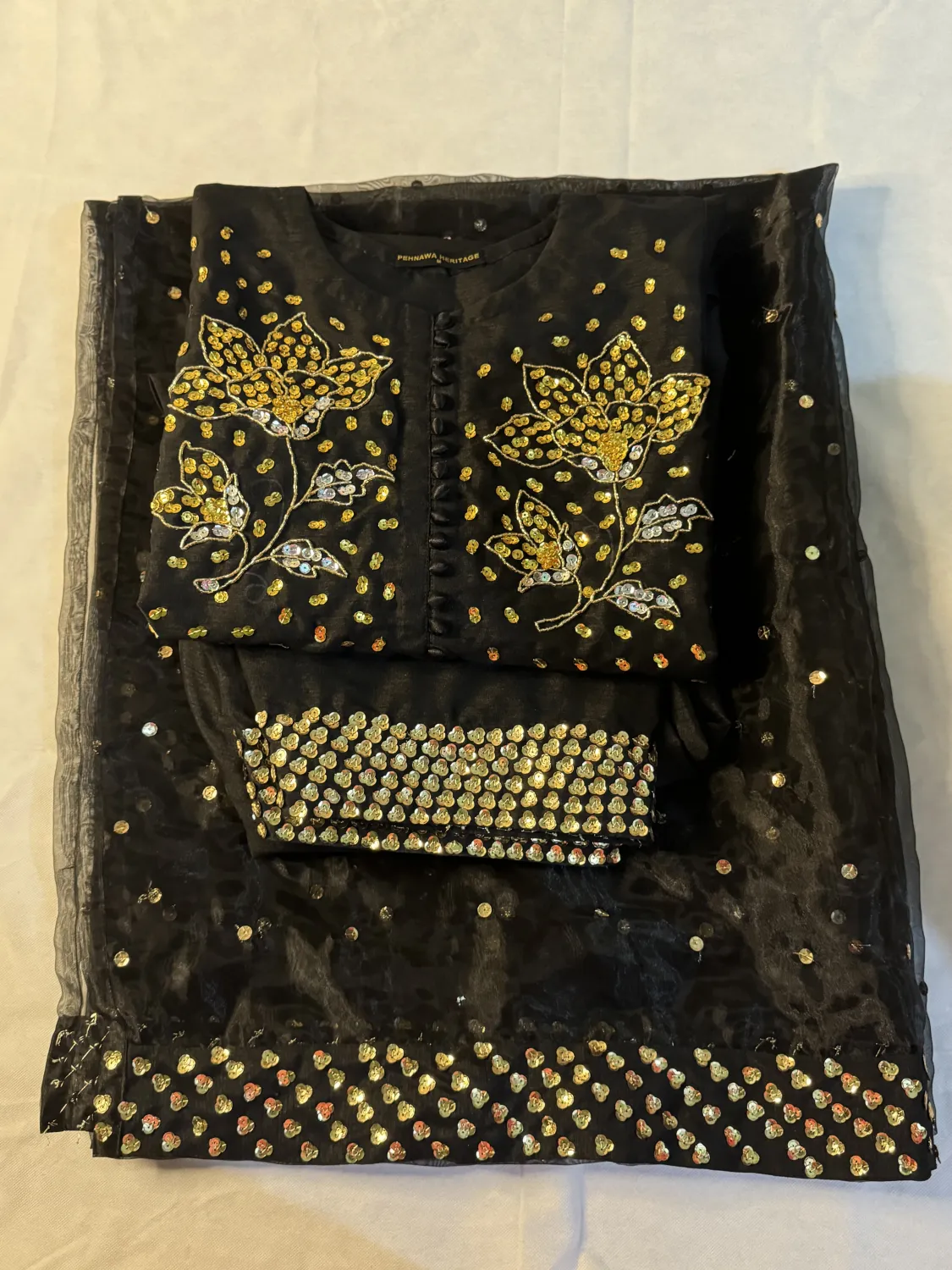 3PC RAW SILK SUIT WITH ORGANZA DUPATTA image not found