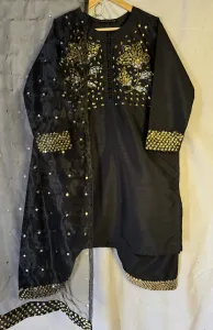 3PC RAW SILK SUIT WITH ORGANZA DUPATTA image not found