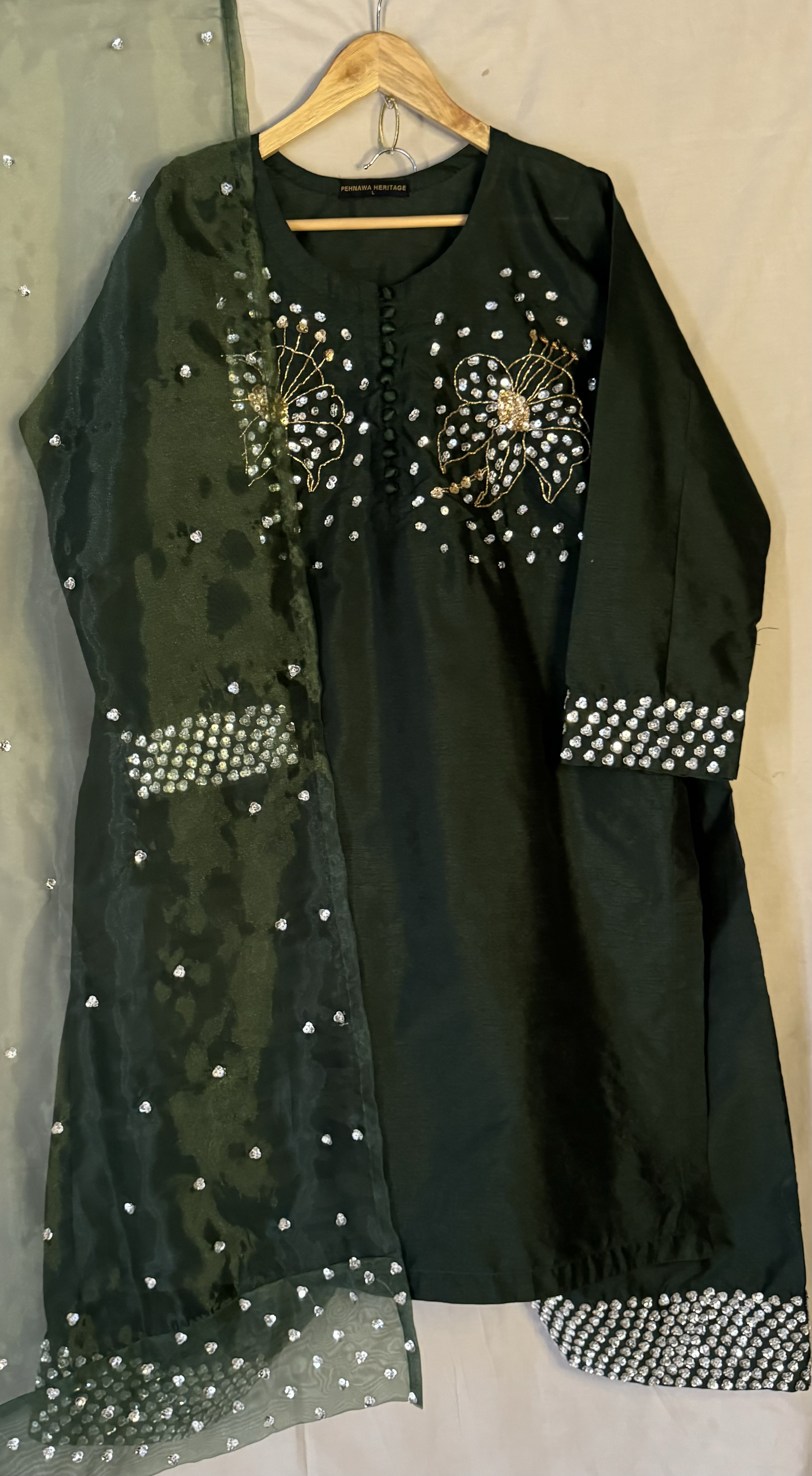 3PC RAW SILK SUIT WITH ORGANZA DUPATTA image not found