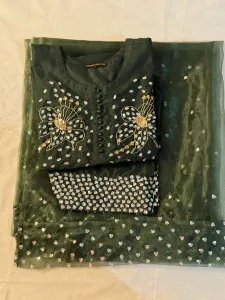3PC RAW SILK SUIT WITH ORGANZA DUPATTA image not found