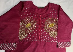 3PC RAW SILK SUIT WITH ORGANZA DUPATTA image not found