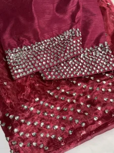 3PC RAW SILK SUIT WITH ORGANZA DUPATTA image not found