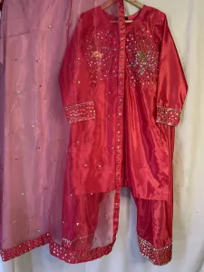 3PC RAW SILK SUIT WITH ORGANZA DUPATTA image not found