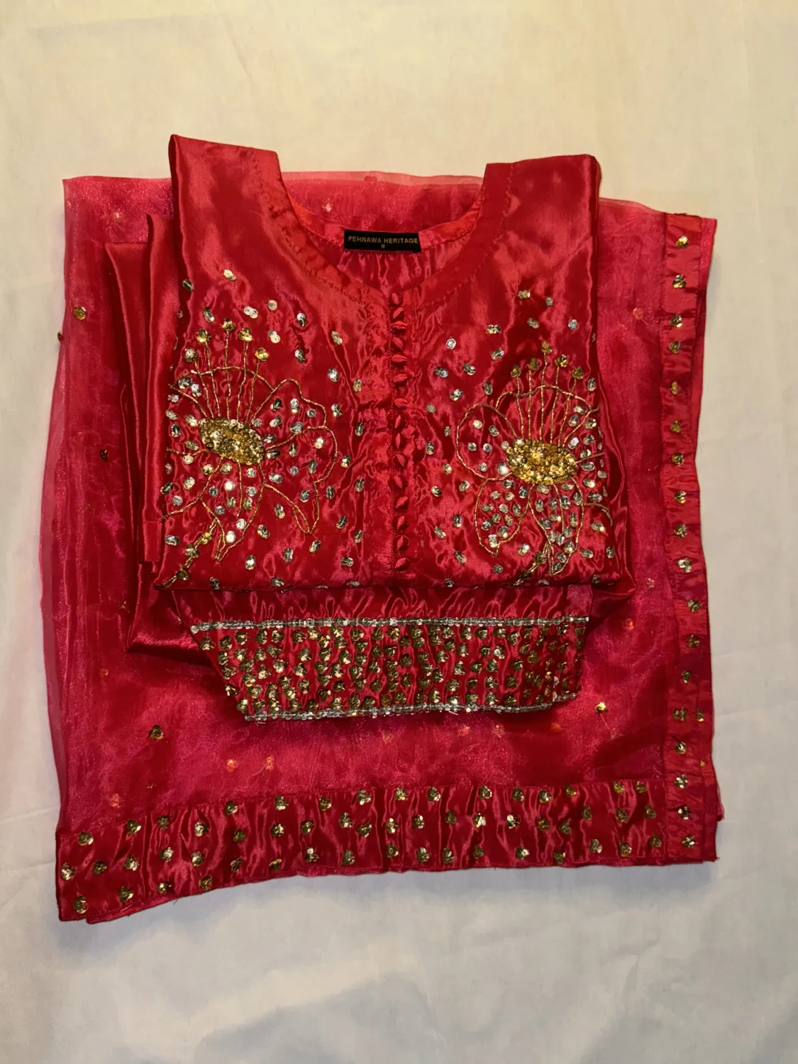 3PC RAW SILK SUIT WITH ORGANZA DUPATTA image not found