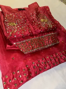 3PC RAW SILK SUIT WITH ORGANZA DUPATTA image not found