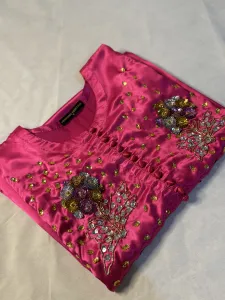 3PC SILK SUIT WITH ORGANZA DUPATTA image not found