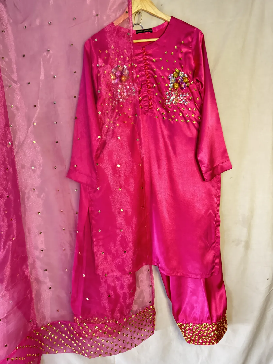 3PC  SILK SUIT WITH ORGANZA DUPATTA image not found