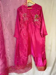 3PC SILK SUIT WITH ORGANZA DUPATTA image not found