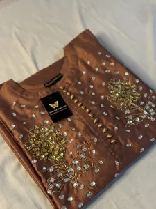 3PC RAW SILK SUIT WITH ORGANZA DUPATTA image not found