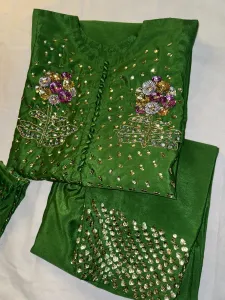 3PC SILK SUIT WITH ORGANZA DUPATTA image not found