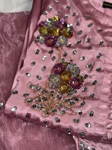 3PC SILK SUIT WITH ORGANZA DUPATTA image not found