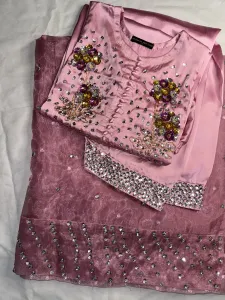 3PC SILK SUIT WITH ORGANZA DUPATTA image not found