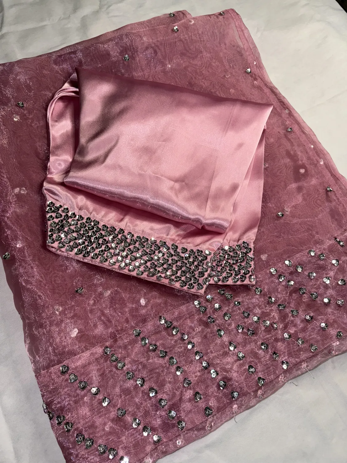3PC  SILK SUIT WITH ORGANZA DUPATTA image not found